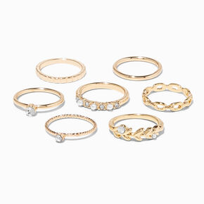 Gold Embellished Assorted Midi Rings - 7 Pack,