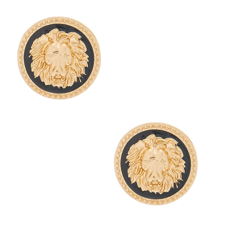 Gold Lion Stud Earrings,