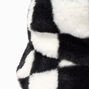 Black &amp; White Checkerboard Plush Bucket Hat,