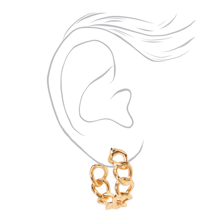 18kt Gold Plated Refined Curb Chain Hoop Earrings,