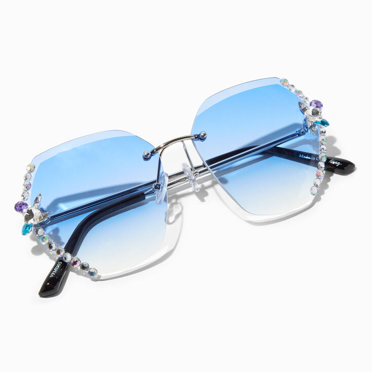 Blue Geometric Embellishes Sunglasses,