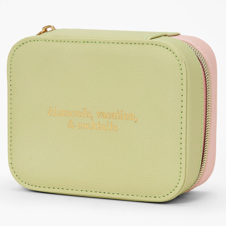 Diamonds, Vacations, &amp; Cocktails Colorblock Travel Jewelry Holder,