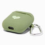 Sage Green Heart Silicone Earbud Case Cover - Compatible With Apple AirPods&reg;,