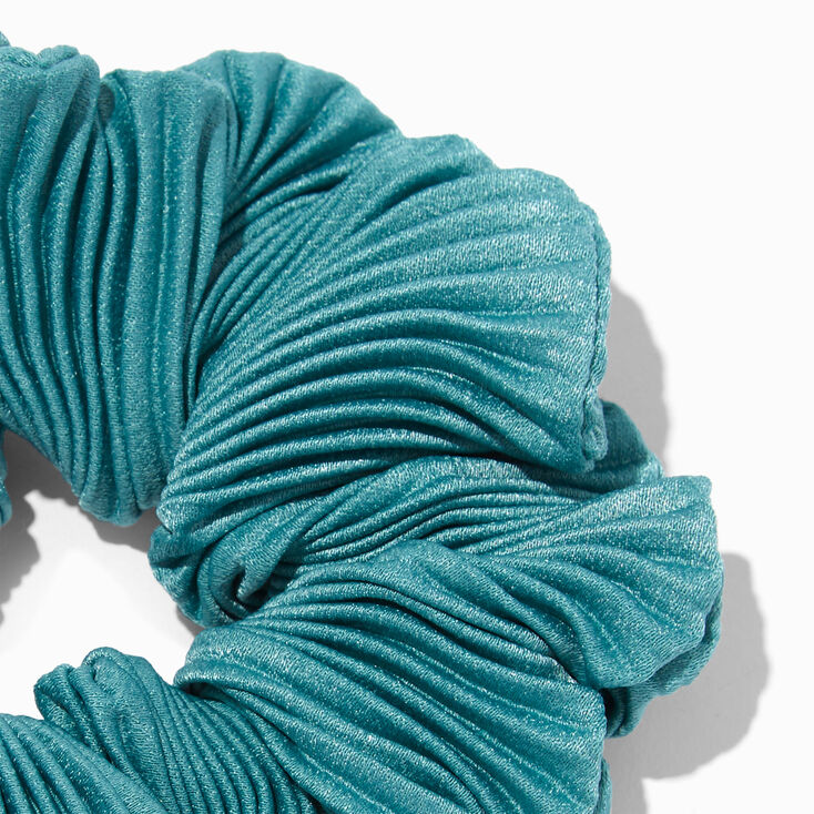 Pleated Teal Hair Scrunchie,