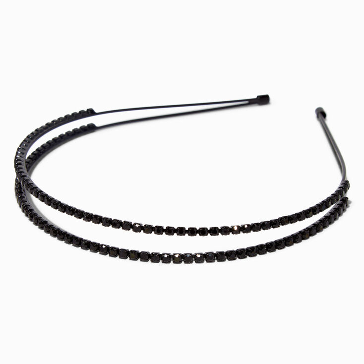 Black Two-Row Rhinestone Headband,