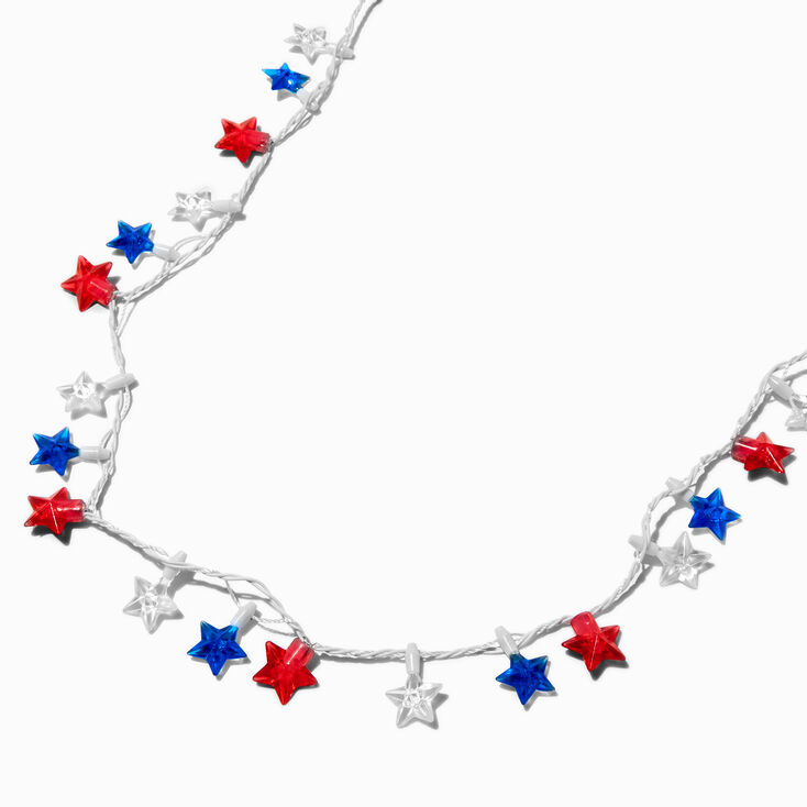 Red, White, &amp; Blue Stars Light-Up Necklace,