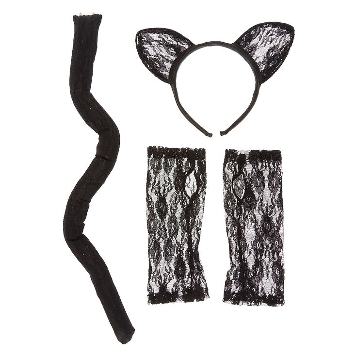 3 Piece Black Lace Cat Costume Kit,