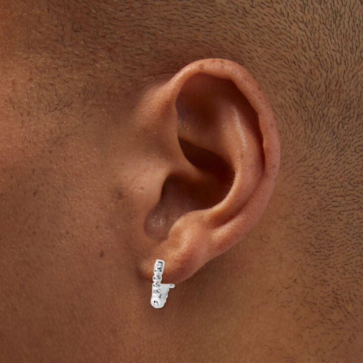 Silver-tone 15MM Squiggle Pearl Huggie Hoop Earrings,