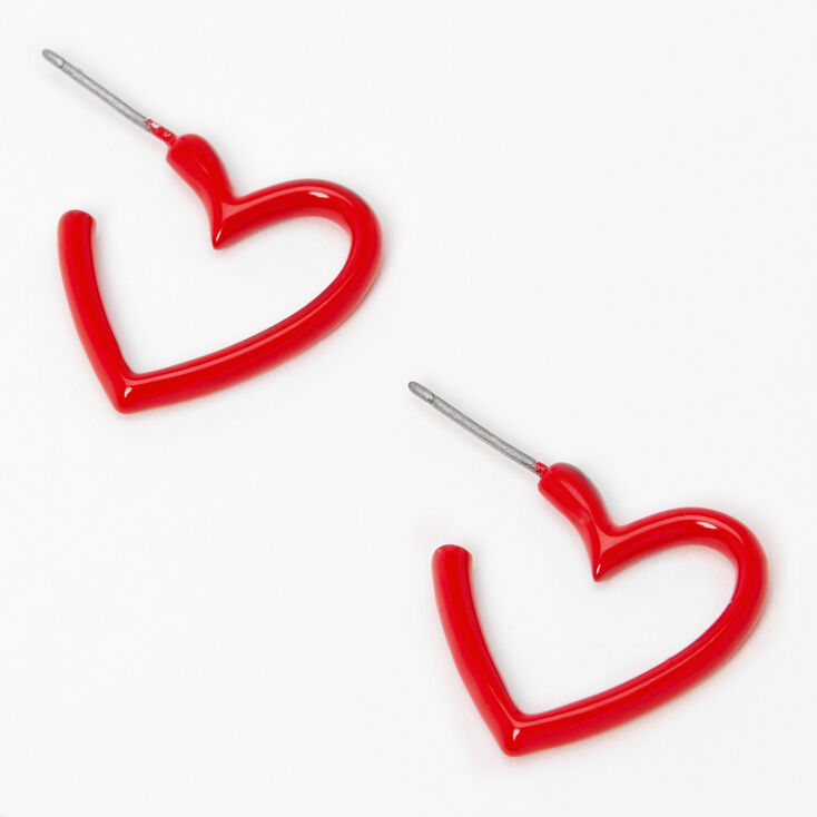 Red 20MM Heart Hoop Earrings,