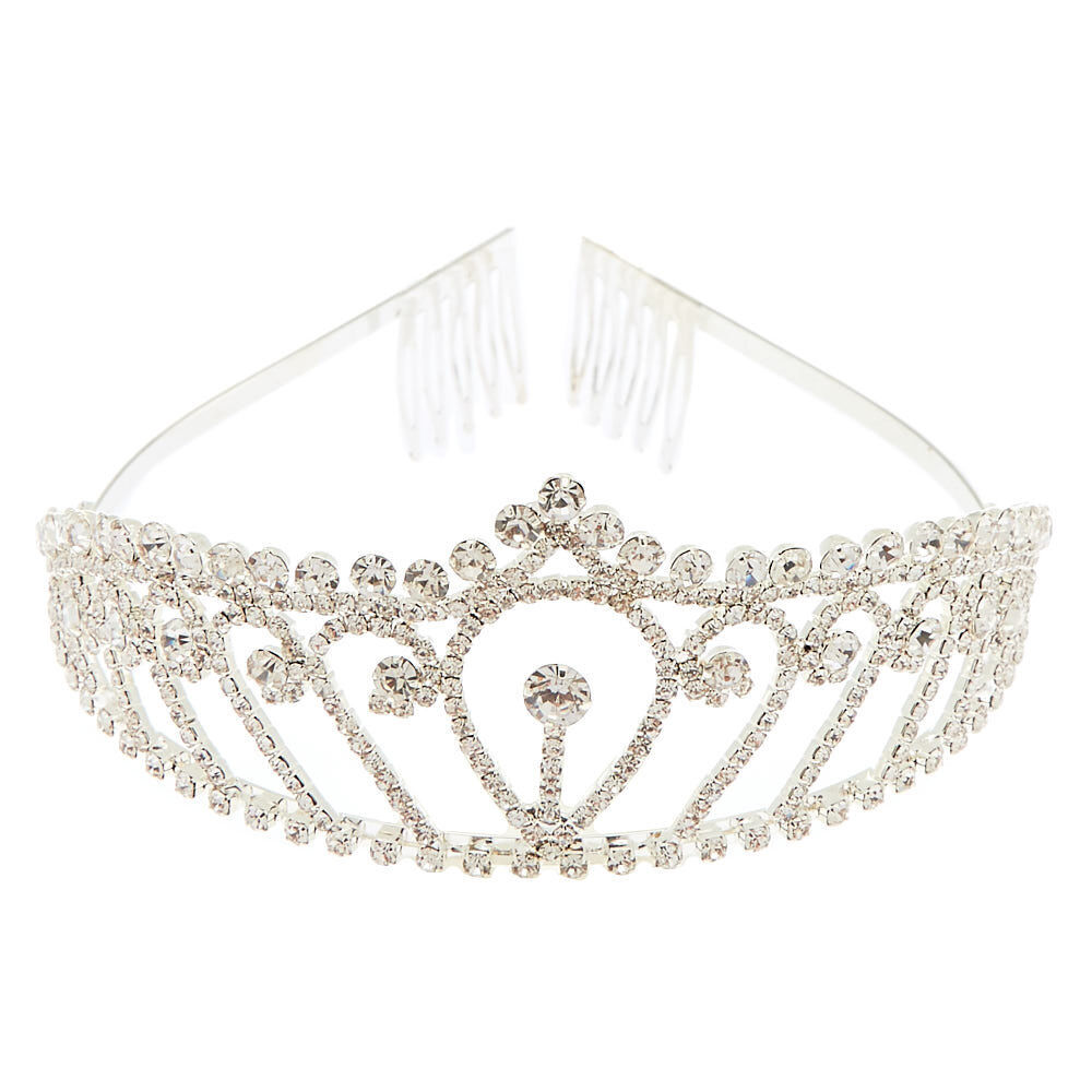 Princess Pearl Austrian Crystal Rhinestone Tiara Combs Crown Silver Prom T1901