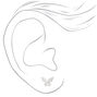 Silver-tone Cubic Zirconia Butterfly Stud Earrings,