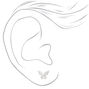 Silver Butterfly Cubic Zirconia Stud Earrings,