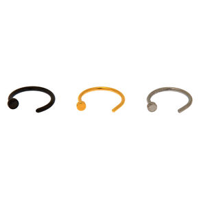 Mixed Metal 20G Horseshoe Hoop Nose Rings - 3 Pack,