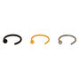 Mixed Metal 20G Horseshoe Hoop Nose Rings - 3 Pack,