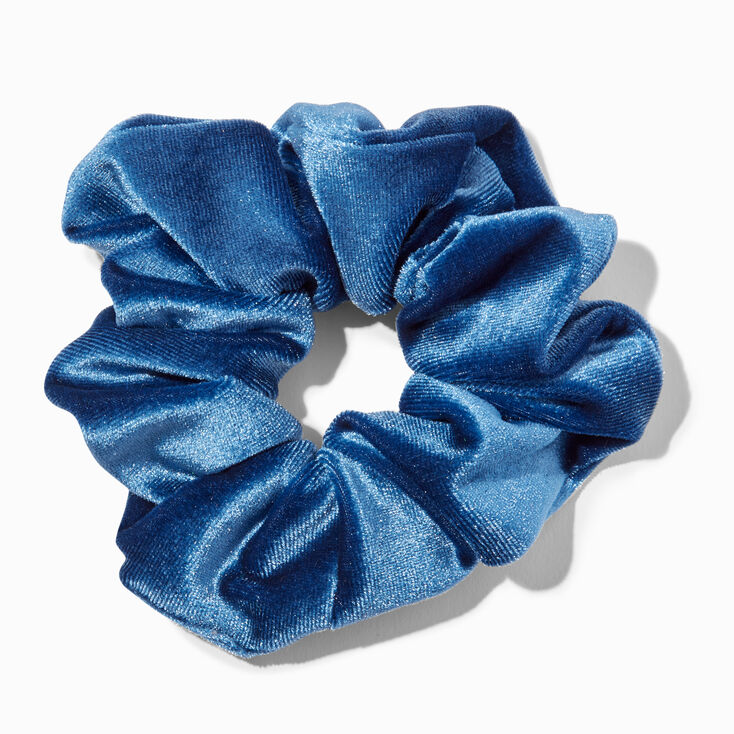 Denim Blue Medium Velvet Hair Scrunchie,