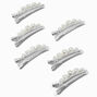 Silver-tone Pearl Embellished Hair Clips - 6 Pack,
