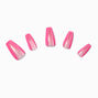 Pink Glitter V Tip Coffin Vegan Faux Nail Set - 24 Pack,