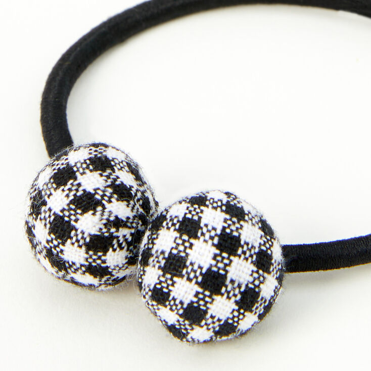 Black Plaid Beaded Hair Ties - 2 Pack,