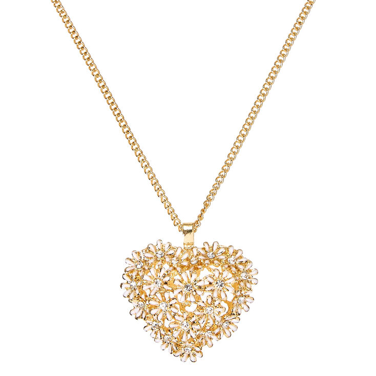 Daisy Heart Pendant Necklace,