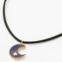 Gold Crescent Moon Mood Pendant Necklace,