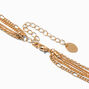 Gold Hammered Pendant Woven Multi-Strand Necklace,