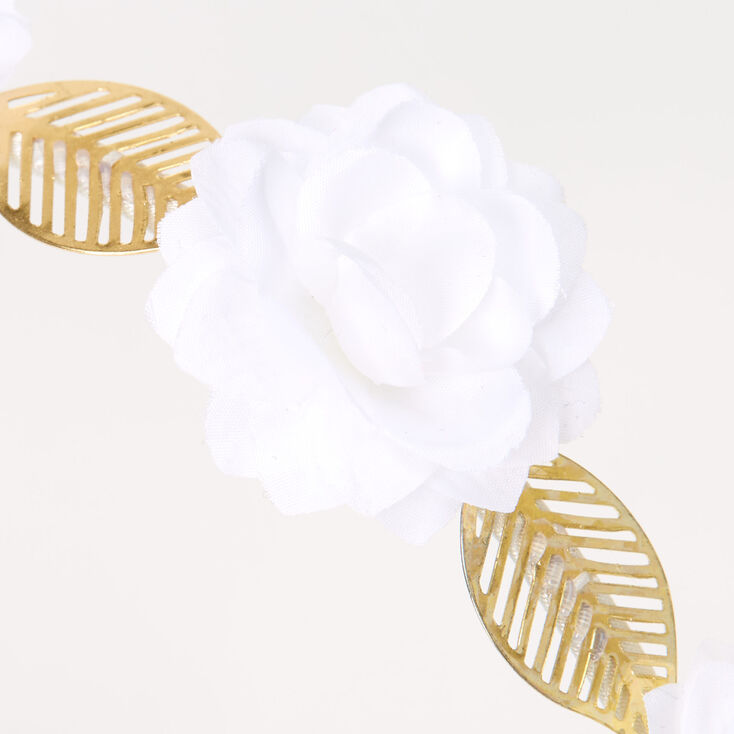 Gold Flower Leaf Headband - Ivory,