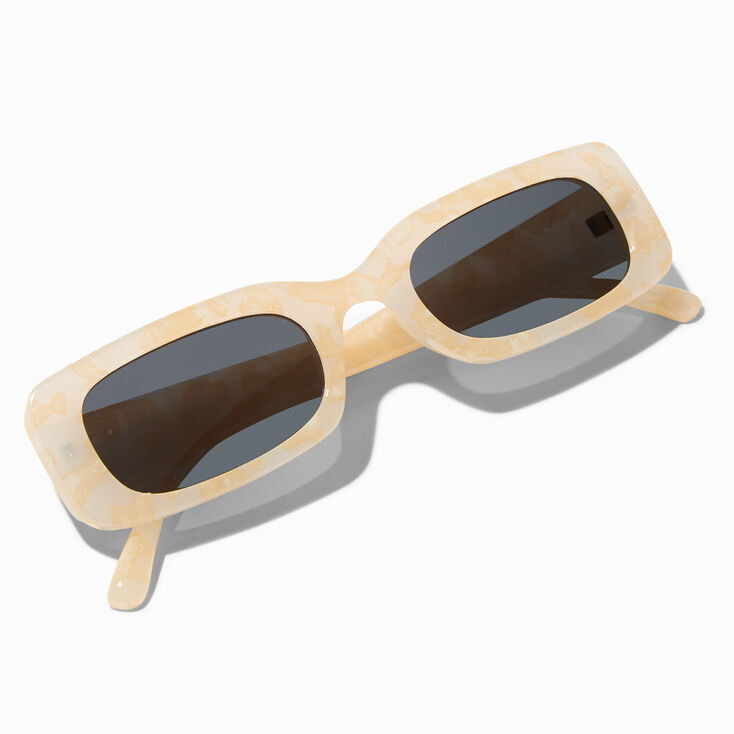 Chunky Rectangle Sunglasses - Cream/Tan,