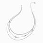 Silver-tone Rectangular Tab Chain Multi-Strand Necklace,