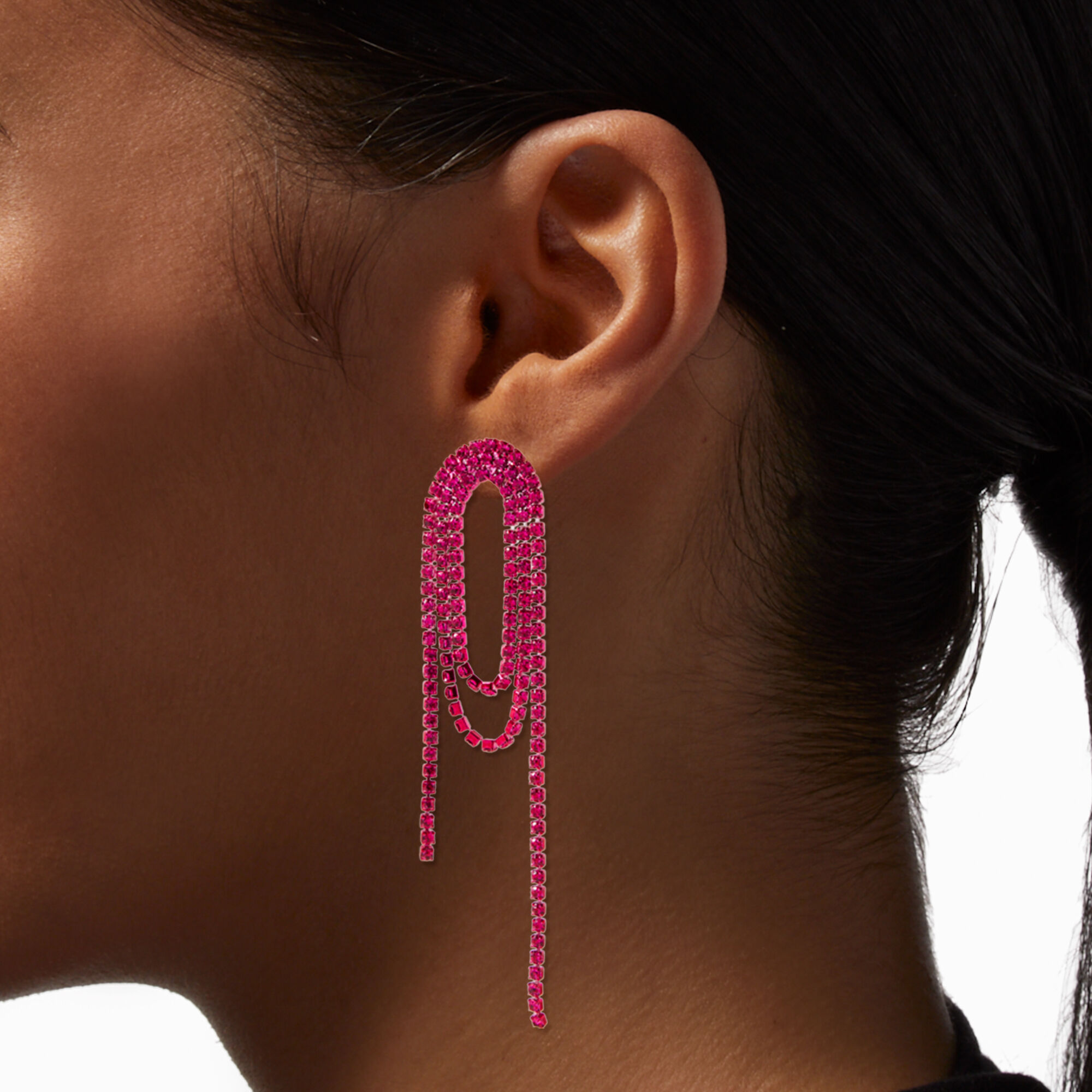 Hot pink rhinestone earrings sale
