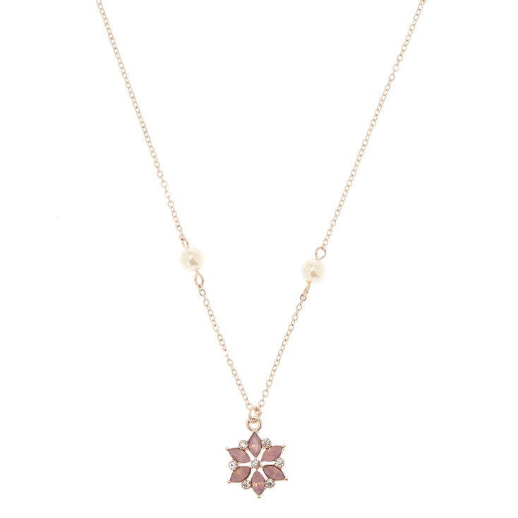 Rose Gold-Tone Flower Pendant Necklace,