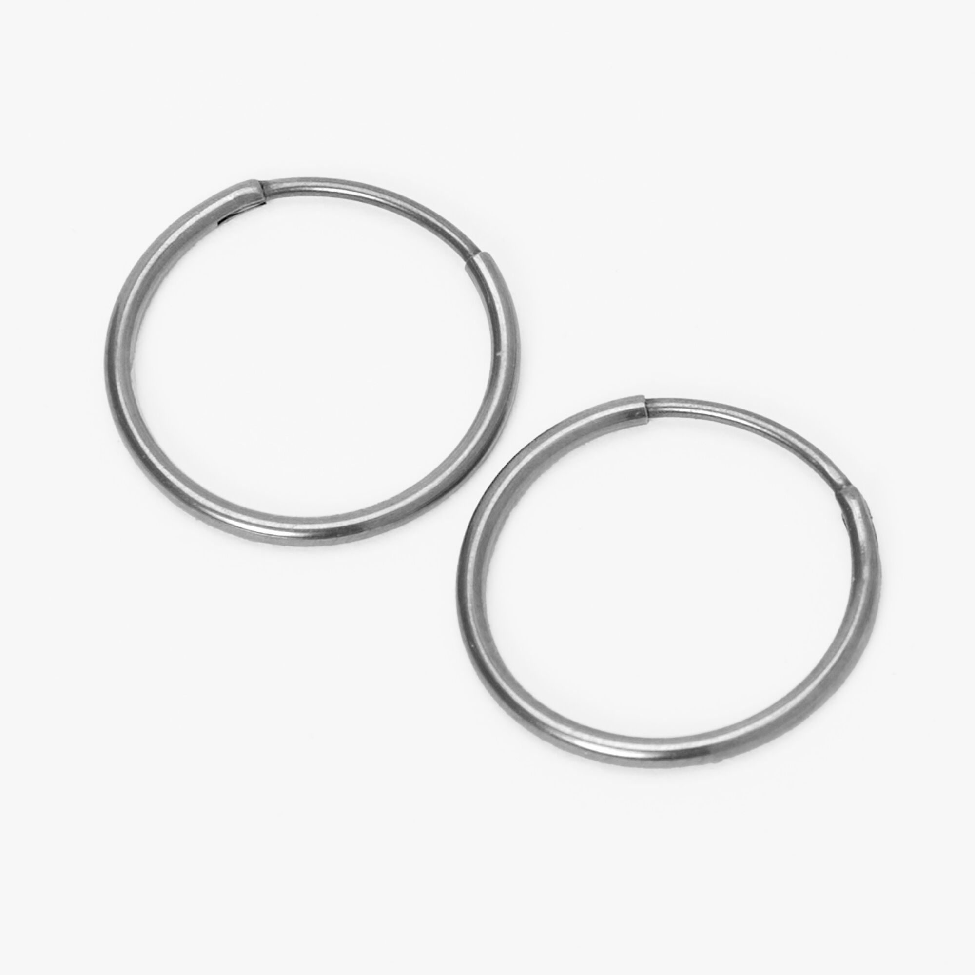 Silver Titanium 14MM Sleek Hoop Earrings Icing US