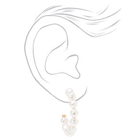 Gold 30MM Pearl Hoop Earrings - White,
