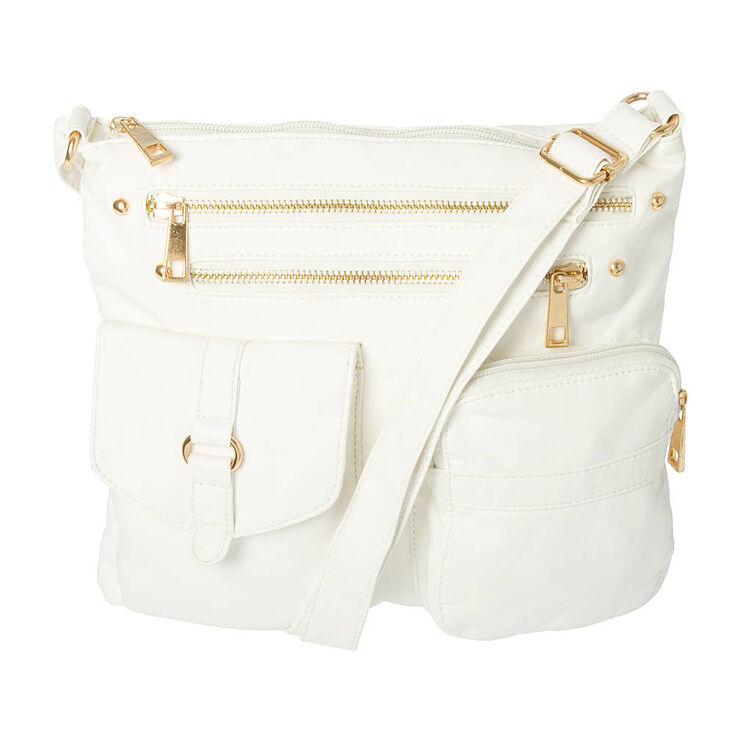 Hudson White Faux Leather Crossbody Bag | Icing US
