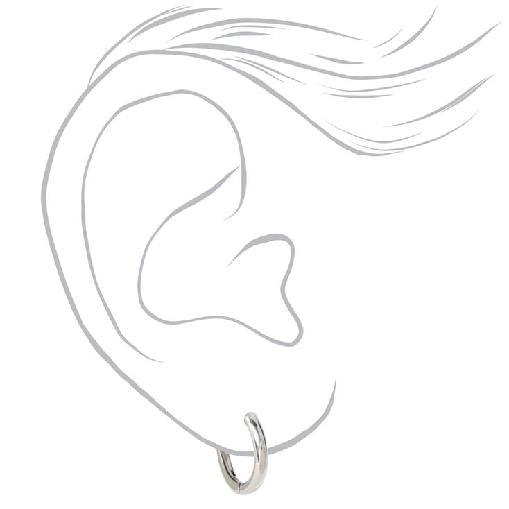 Titanium Silver 10MM Tube Hoop Earrings,