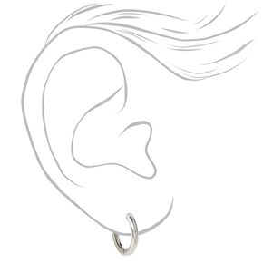 Titanium Silver 10MM Tube Hoop Earrings,