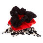 Small Black &amp; Red Floral Lace Hair Scrunchies - 3 Pack,
