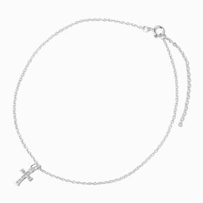 ICING Select Sterling Silver Crystal Cross Chain Anklet,