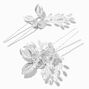 Silver Pearl Floral Hair Pins - 2 Pack,