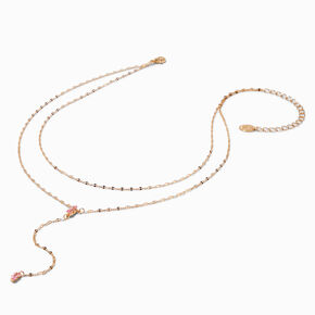 Gold-tone Cubic Zirconia Multi Strand Y-Neck Necklace,