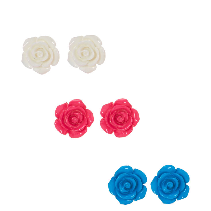 Large Carved Roses Stud Earrings,