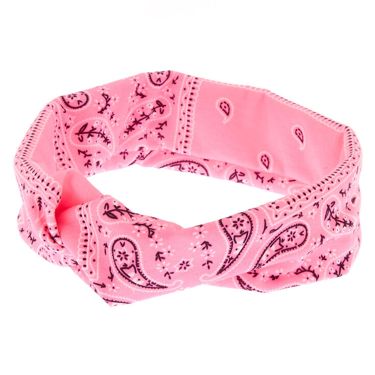 Paisley Bandana Headwrap - Hot Pink,
