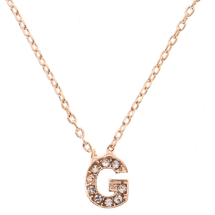 Rose Gold Studded "G" Initial Necklace,
