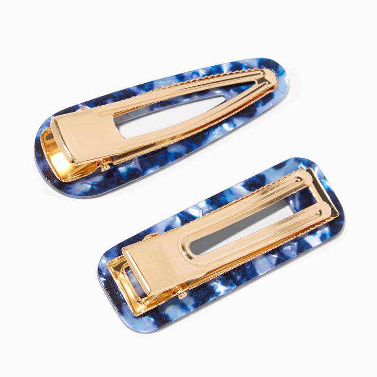 Pearlized Tortoiseshell Hair Clips - 2 Pack/Navy Blue,