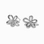 Silver-tone Flower Burst Outline Stud Earrings,