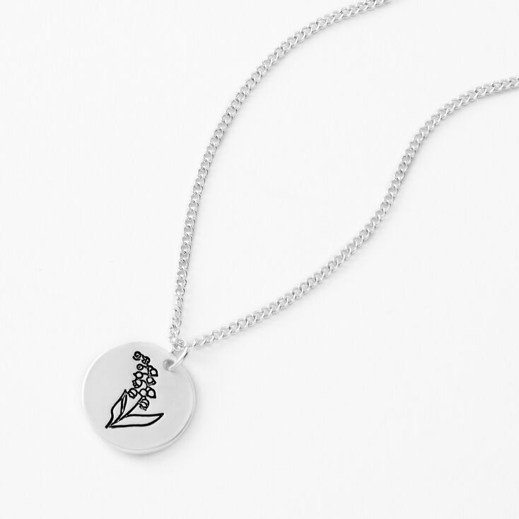 Silver Birthstone Color Tag Pendant Necklace - May,