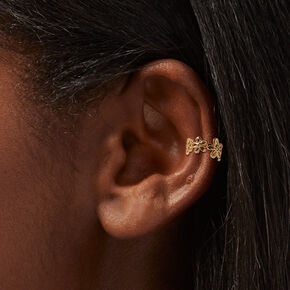 Gold Cubic Zirconia Flower Ear Cuff,