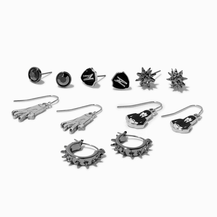 Wednesday&trade; Silver Mixed Earring Set - 6 Pack,