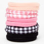 Pink &amp; Black Gingham Rolled Hair Ties - 10 Pack,