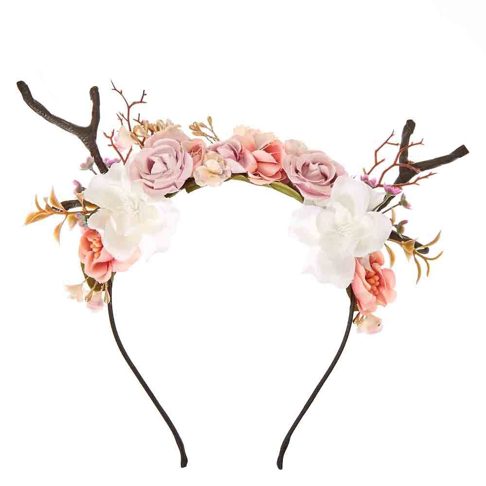 deer antler headband with flowers