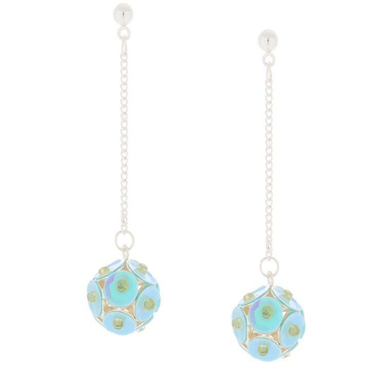 2" Sequin Ball Drop Earrings - Turquoise,